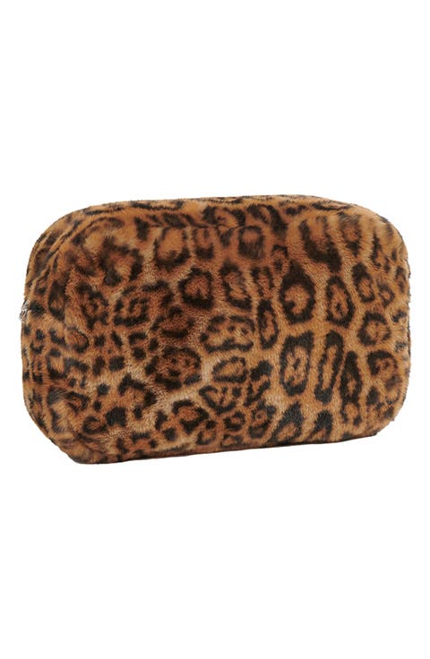 Jumbo Noor Leopard Print Faux Fur Pouch