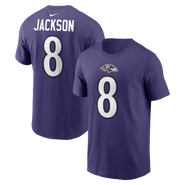Nike Men's Nike Lamar Jackson Purple Baltimore Ravens Name & Number T-Shirt