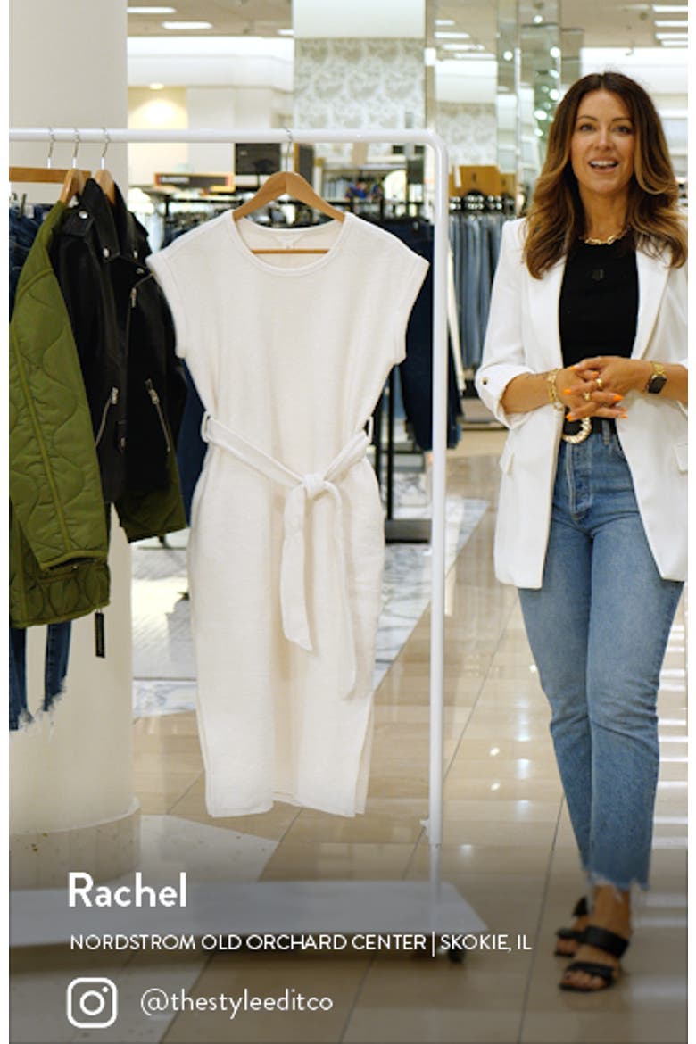 Textured Knit Tie Waist Cotton Blend Midi Dress video