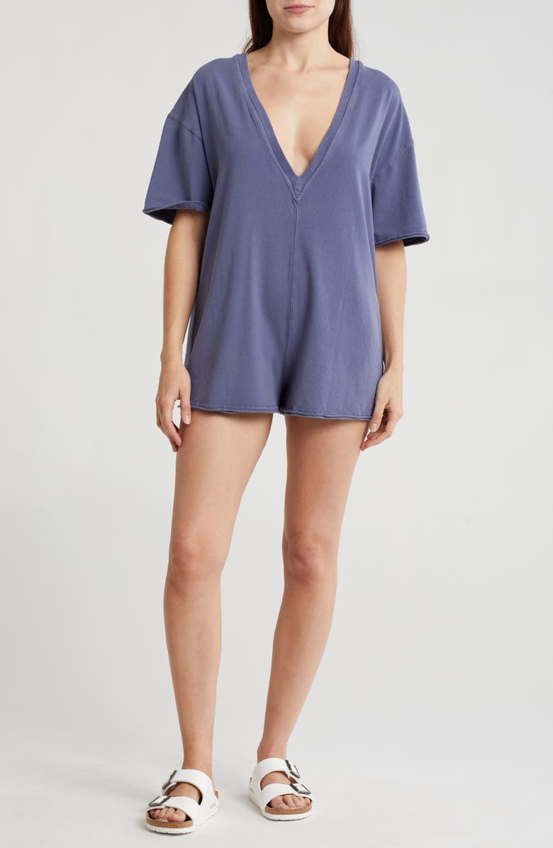 Free People FP Movement Hot Shot T-Shirt Romper, Main, color, Blue Indigo