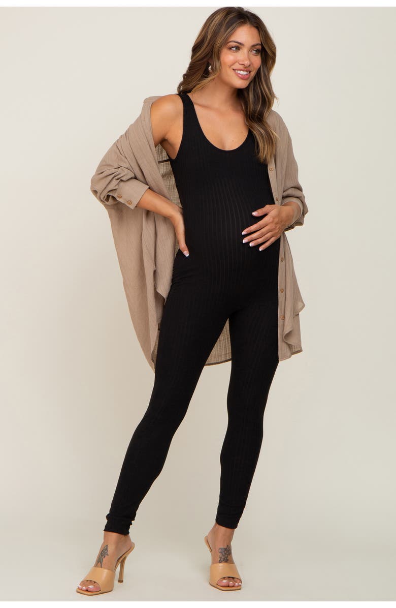 PinkBlush Ribbed Bodycon Jumpsuit, Main, color, Black