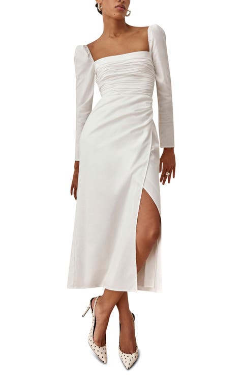 Isaac Square Neck Long Sleeve Organic Stretch Cotton Dress