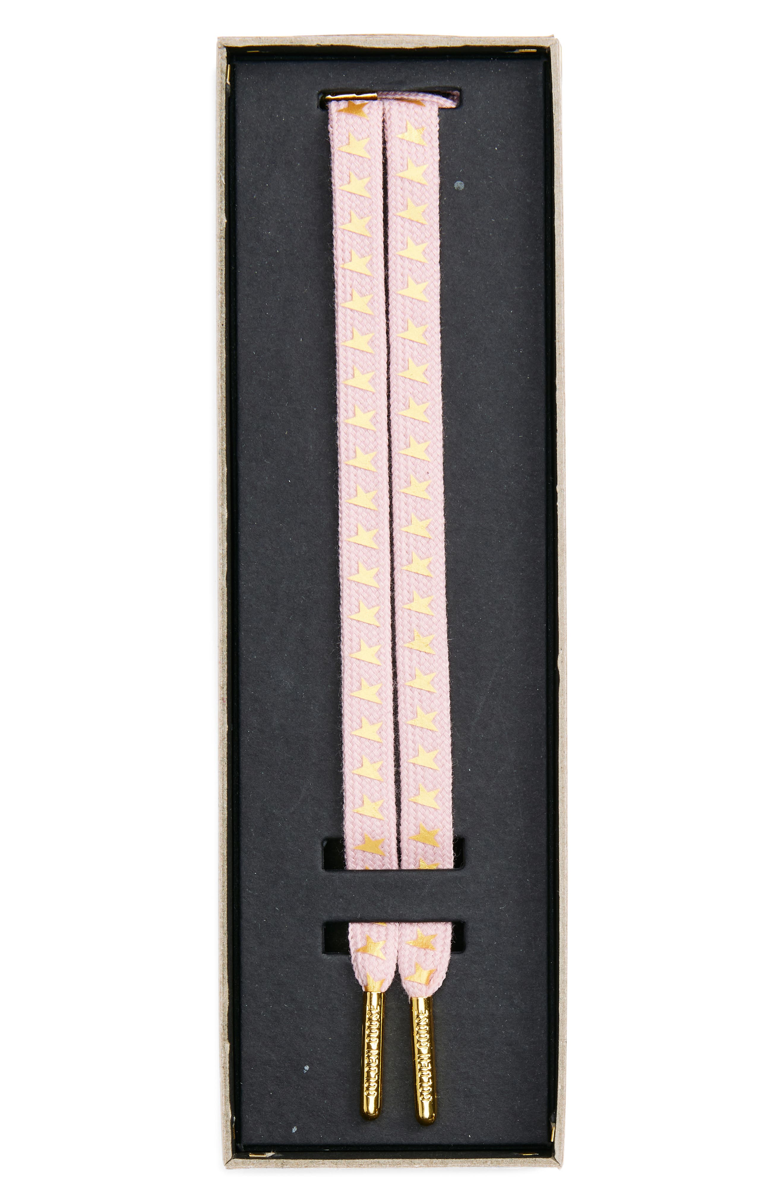 Star Print Shoelaces, Main, color, OLD PINK/ GOLD