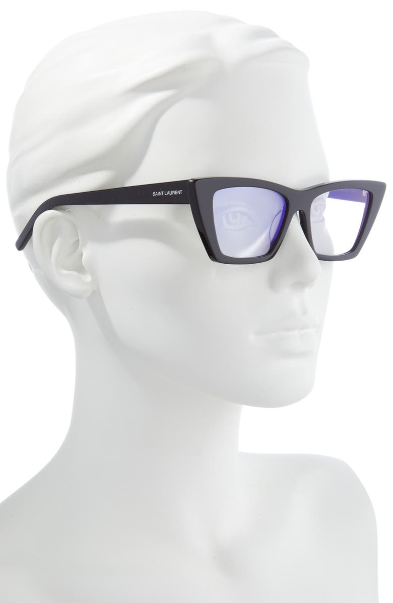 Saint Laurent 53mm Photochromic Cat Eye Glasses, Alternate, color, 