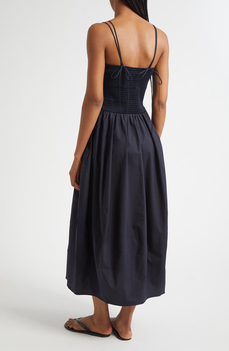 COS Lotta Smocked Cotton Midi Dress, Alternate, color, Blue Dark