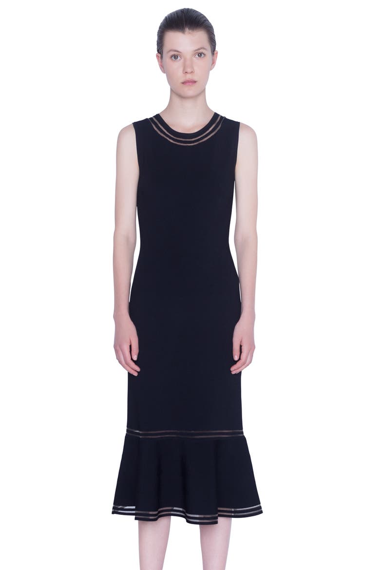 Illusion Stripe Sleeveless Midi Dress, Alternate, color, BLACK