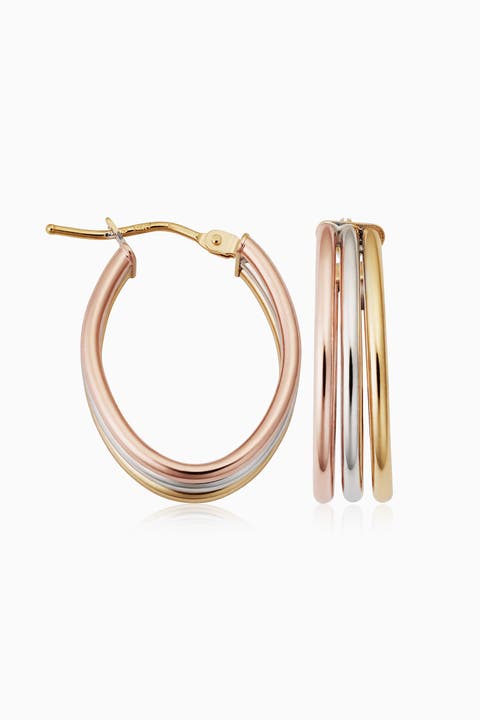14K Gold Trifecta Hoops Earrings