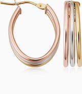 Oradina 14K Gold Trifecta Hoops Earrings