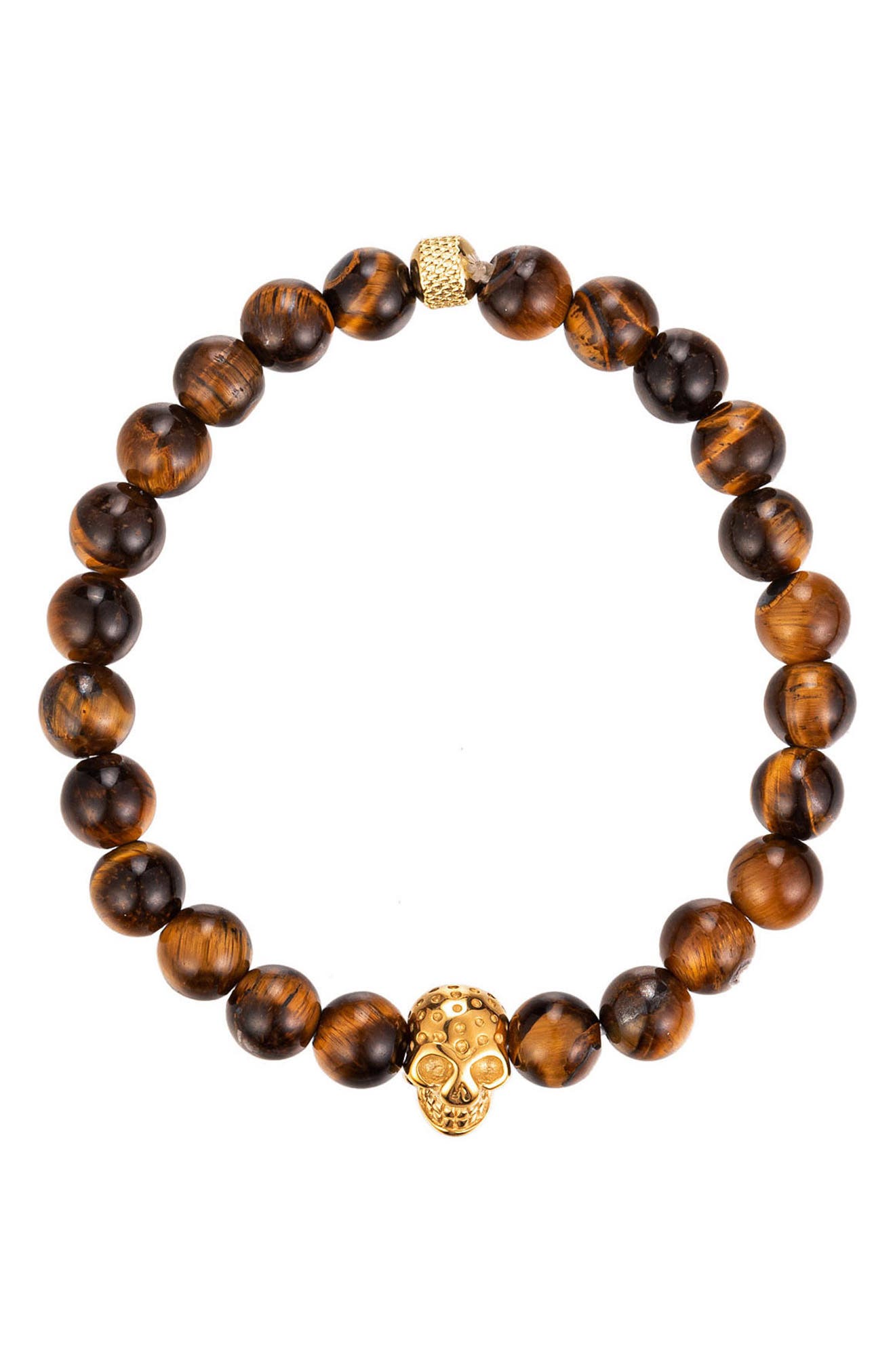 Men's Aaron Tiger Eye Skull Beaded Bracelet