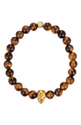 Men's Aaron Tiger Eye Skull Beaded Bracelet