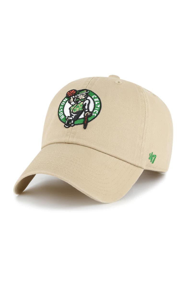 Men's '47  Khaki Boston Celtics Logo Clean Up Adjustable Hat, Main, color, Khaki