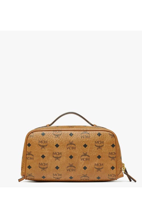Mcm Ottomar Toiletry Bag In Visetos In Cognac