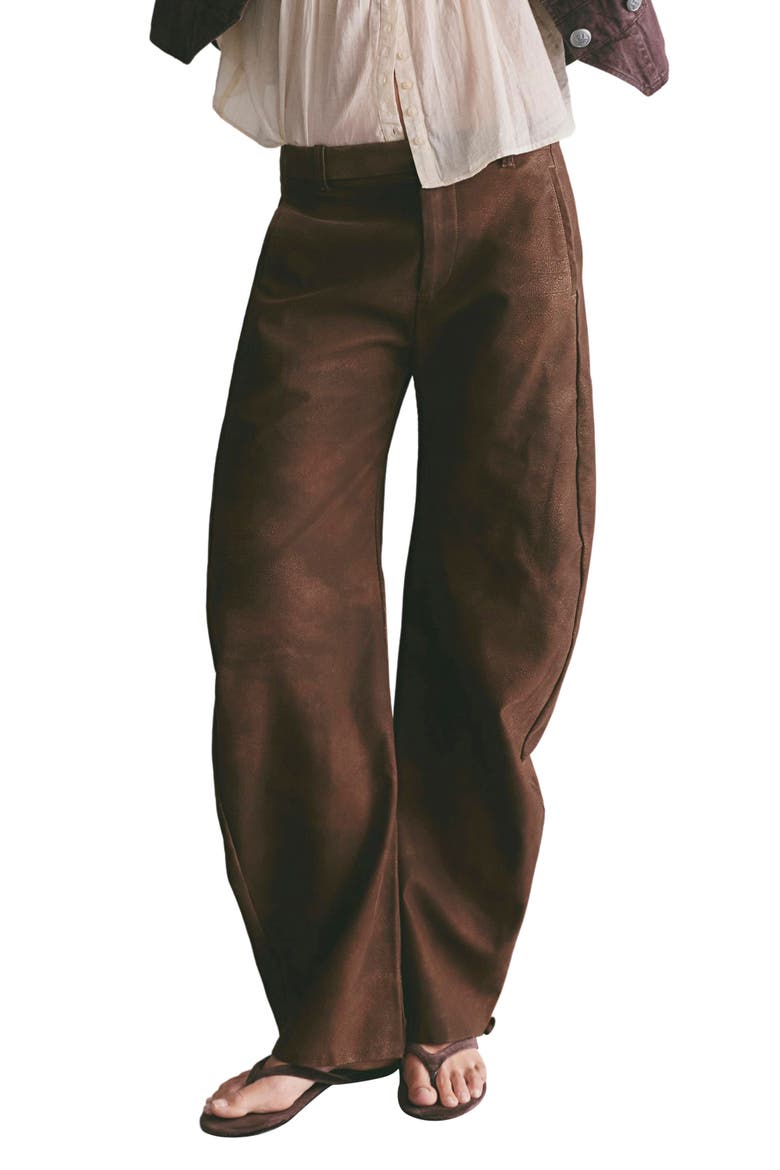 Spotlight Wide Leg Faux Leather Trousers, Main, color, CHOCOLATE BROWN