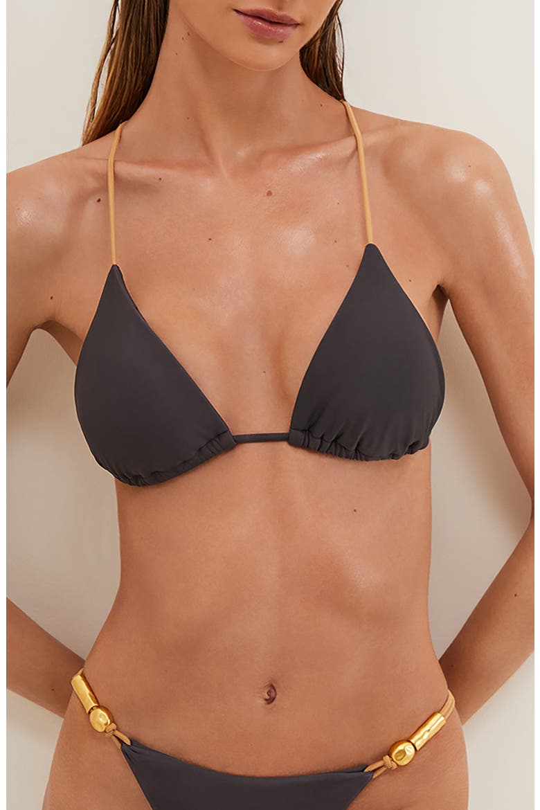 Nancy T-Back Beaded Triangle Bikini Top, Main, color, GREY
