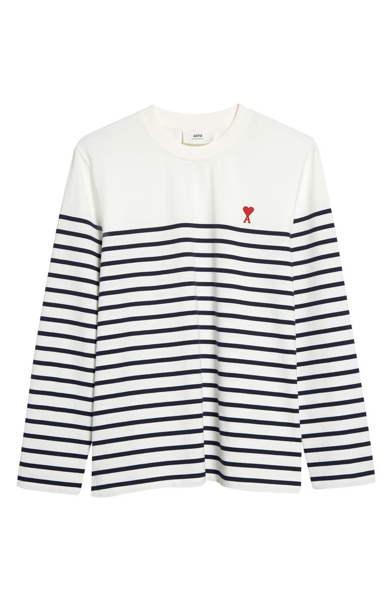 AMI PARIS AMI Alexandre Mattiussi Men's Ami de Coeur Stripe Long Sleeve T-Shirt, Alternate, color, 