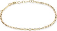 Zoë Chicco Prong 14k Gold Graduated Diamond Box Chain Bracelet