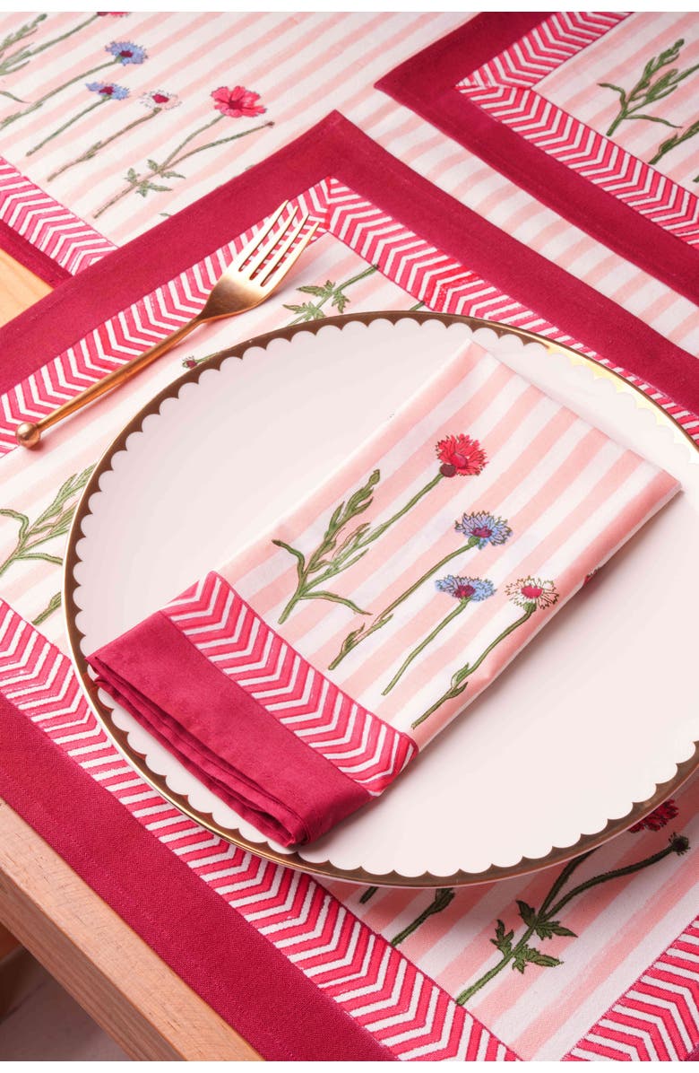 Inner Child Wildflower Blockprint Napkins - Set of 4, Alternate, color, Multicolor