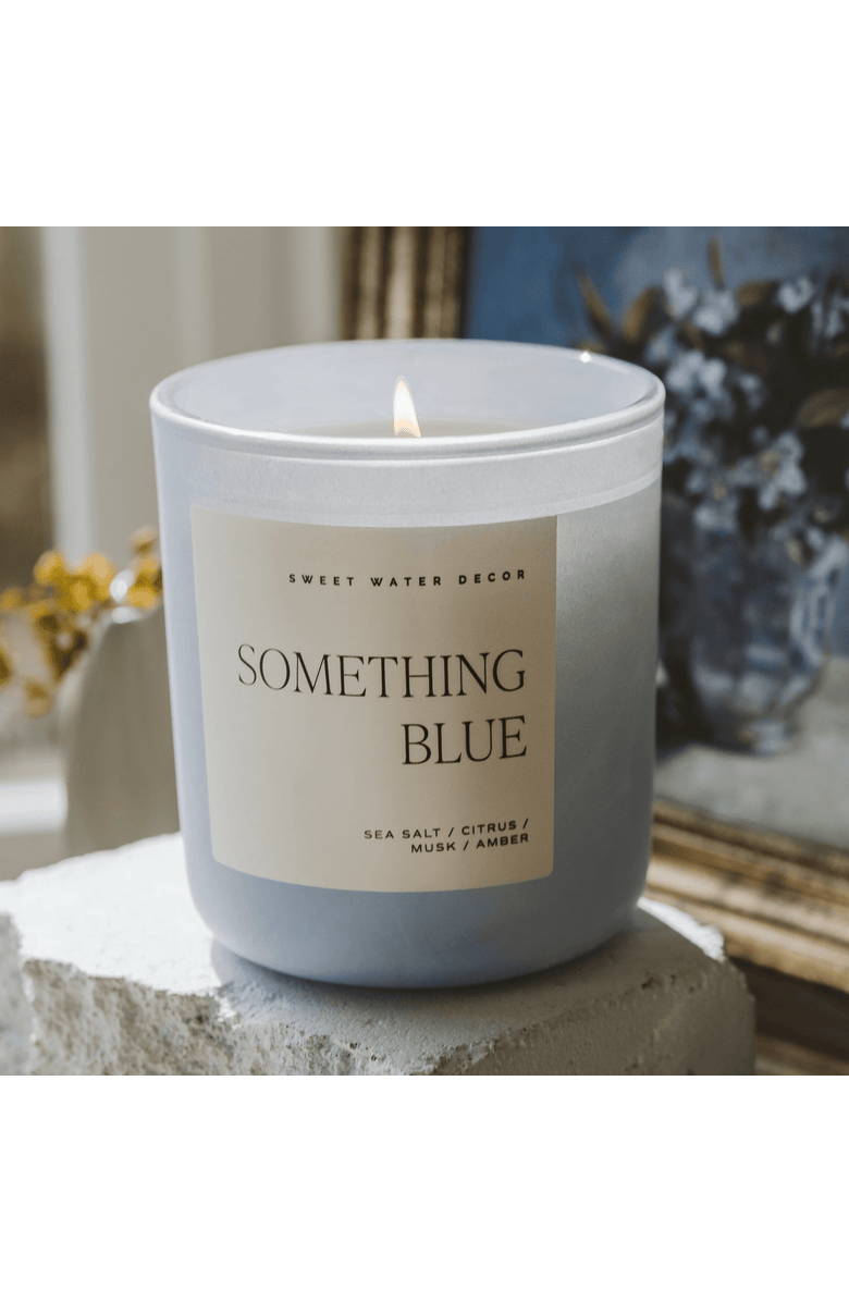 SWEET WATER DECOR 15 oz Wedding  and Engagement Candles, Alternate, color, Something Blue