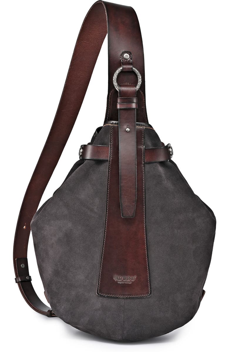 OLD TREND Daisy Leather Trim Sling Bag, Main, color, Grey