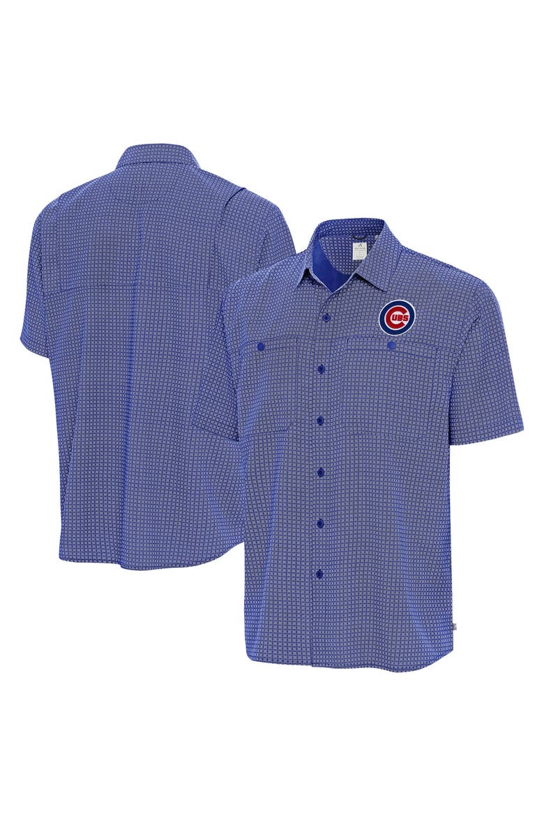 Men's Antigua Royal Chicago Cubs Mosaic Button-Up Shirt, Main, color, Royal