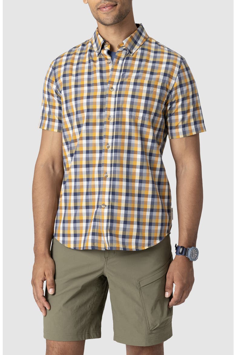 Rooftop Short Sleeve Button-Down Shirt, Main, color, SEDONA PLAID