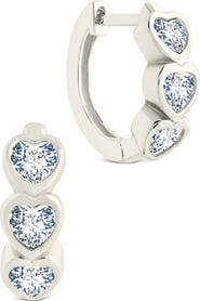 Sterling Forever Jorlyn Cubic Zirconia Heart Micro Huggie Hoop Earrings