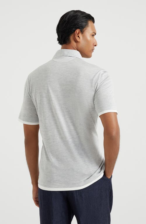 Brunello Cucinelli Grey Jersey Faux-layering Polo Shirt In Off-white