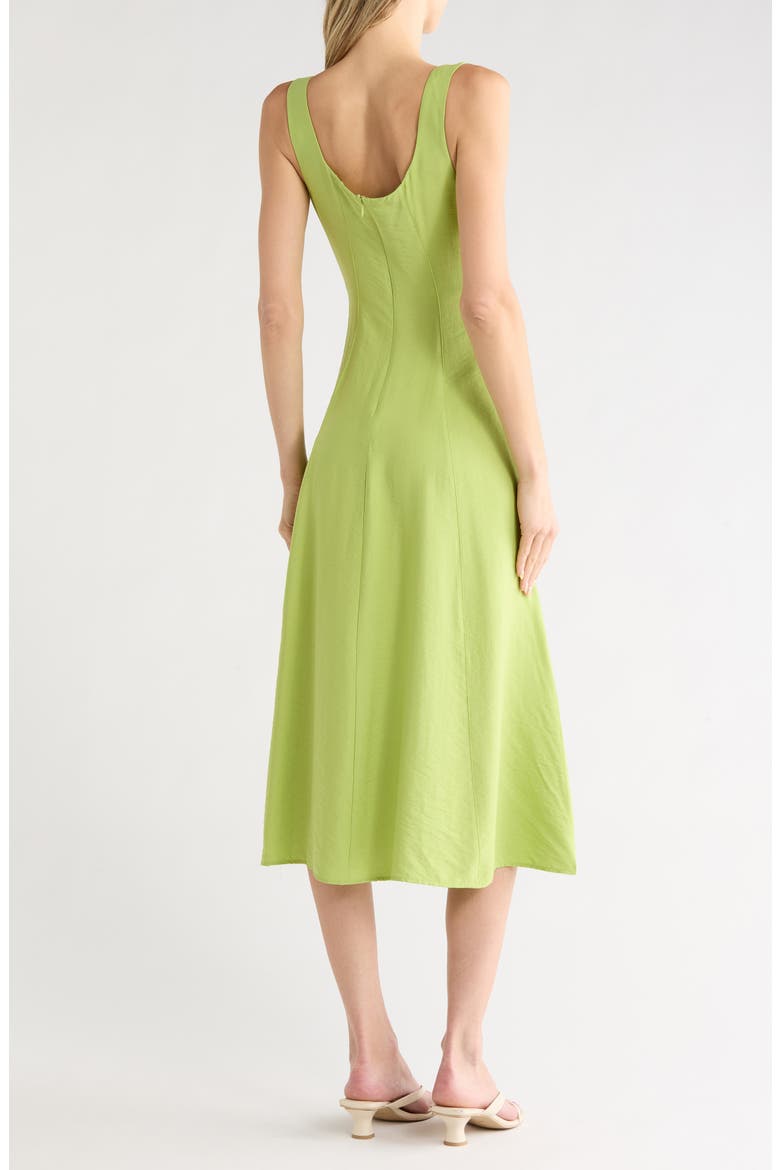 Sleeveless A-Line Midi Dress, Alternate, color, HERBAL GREEN