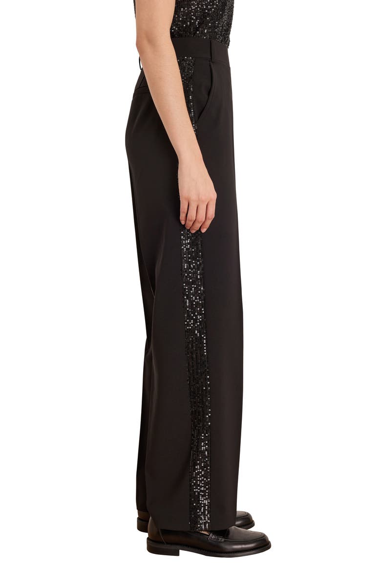 Lenox Sequin Tuxedo Wide Leg Pants, Alternate, color, BLACK ONYX