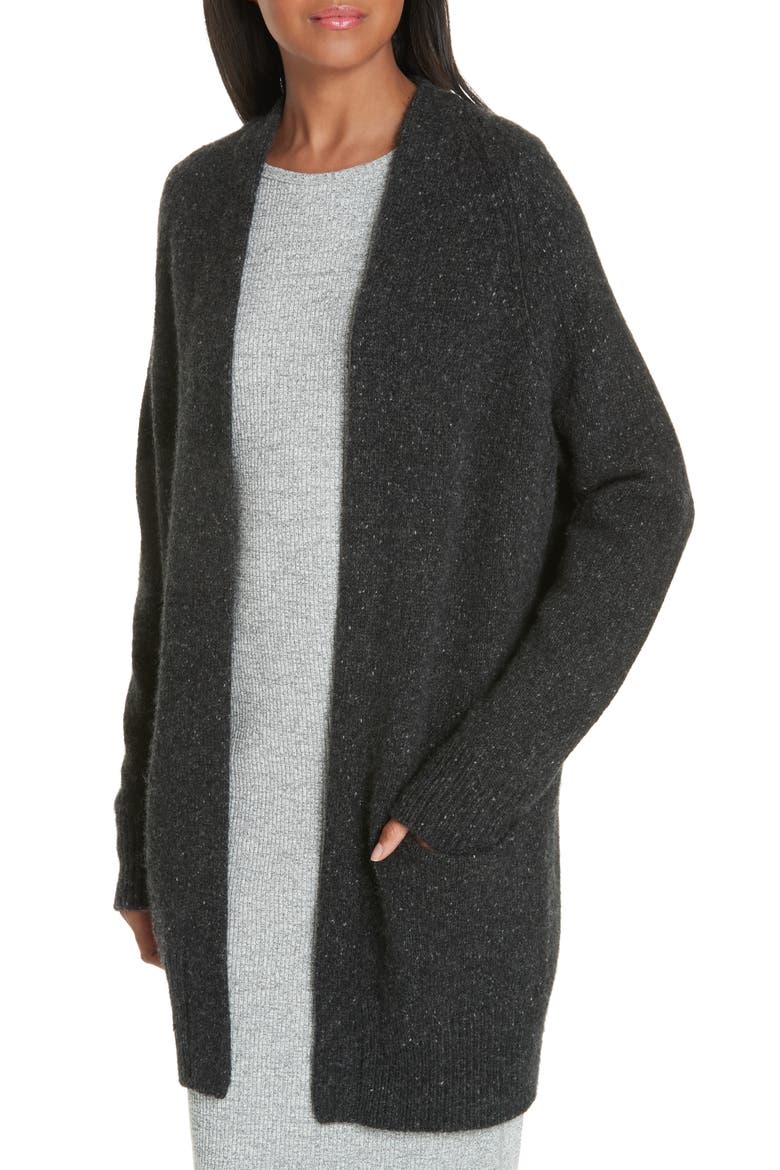 Cashmere Raglan Sleeve Open Front Cardigan, Alternate, color, CHARCOAL
