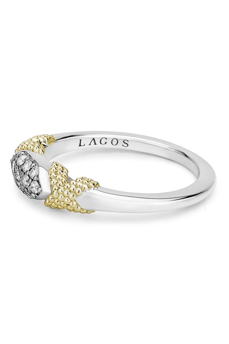 Caviar Lux Double X Diamond Pavé Ring, Alternate, color, TWO TONE/ DIAMOND