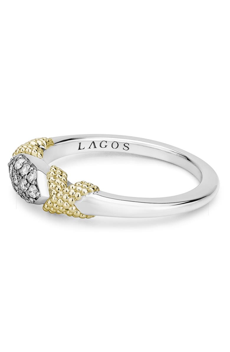 LAGOS Caviar Lux Double X Diamond Pavé Ring, Alternate, color, Two Tone/ Diamond