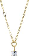 BY ADINA EDEN Colored CZ Emerald Charm & Paperclip Clicker Toggle Link Necklace