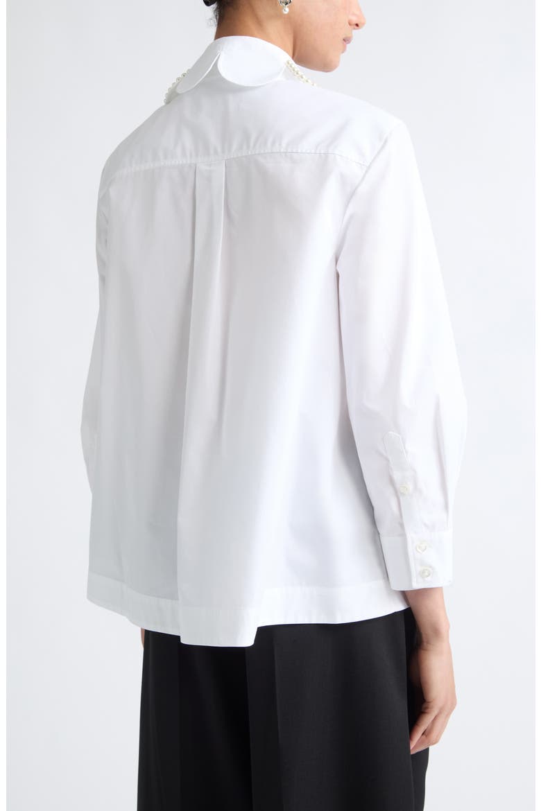 Crop Petal Collar Cotton Button-Up Shirt, Alternate, color, WHITE/ PEARL
