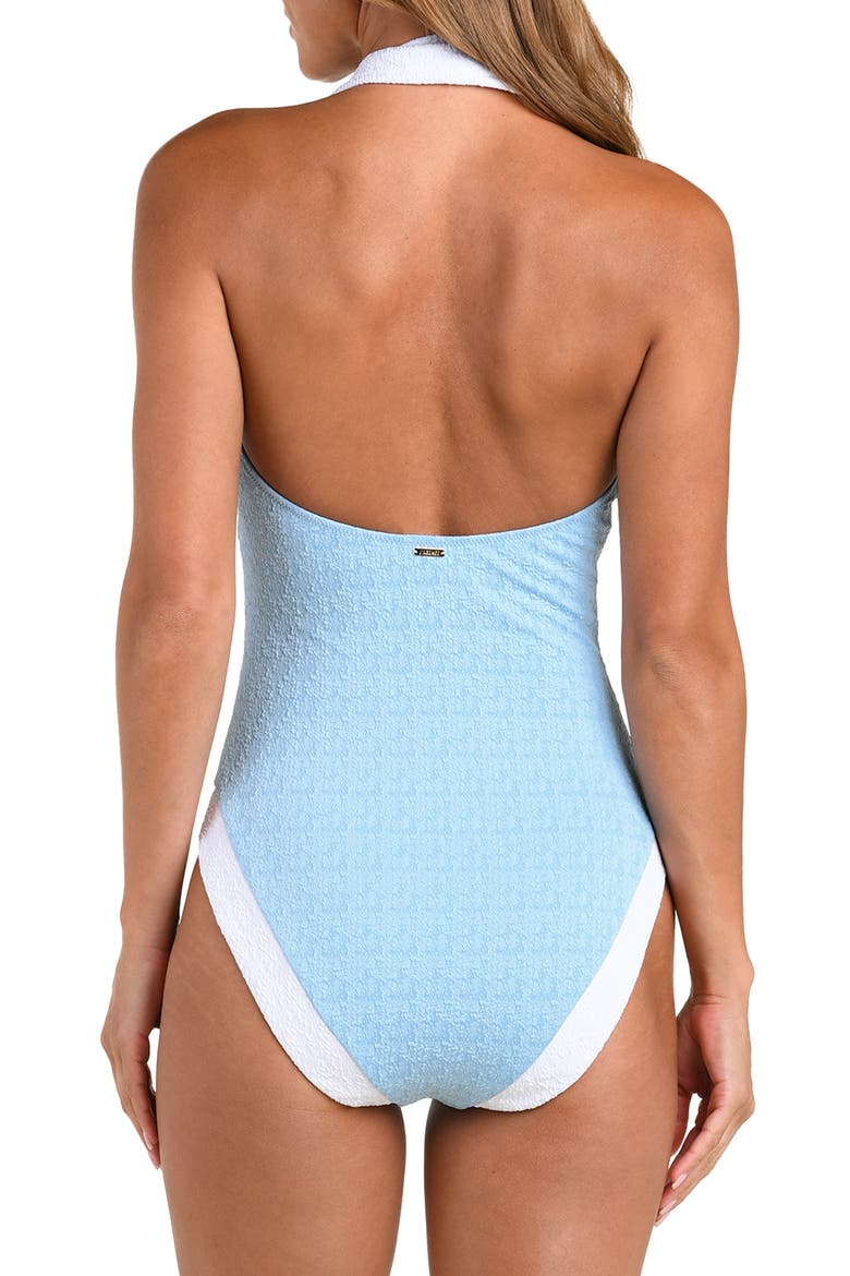 Natalya Colorblock Halter One-Piece Swimsuit, Alternate, color, POWDER BLUE