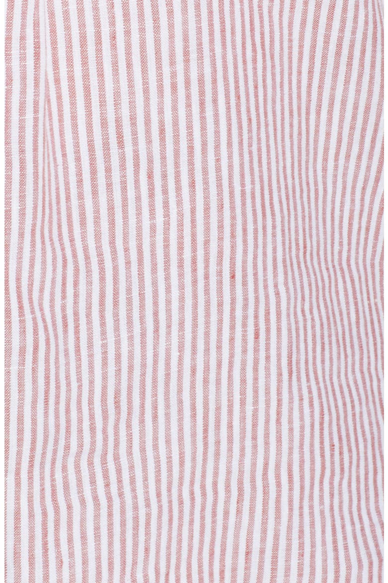 Stripe Button Front Linen Tunic, Alternate, color, PINK CANYON - WHITE STRIPE