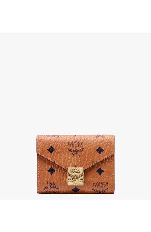 Mcm Visetos-print Leather Foldover Purse In Brown