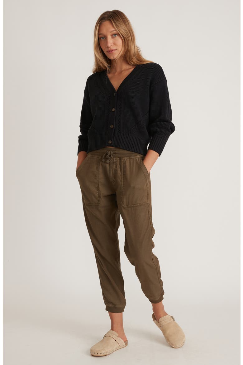 Luna Stretch Linen & Cotton Joggers, Alternate, color, OLIVE