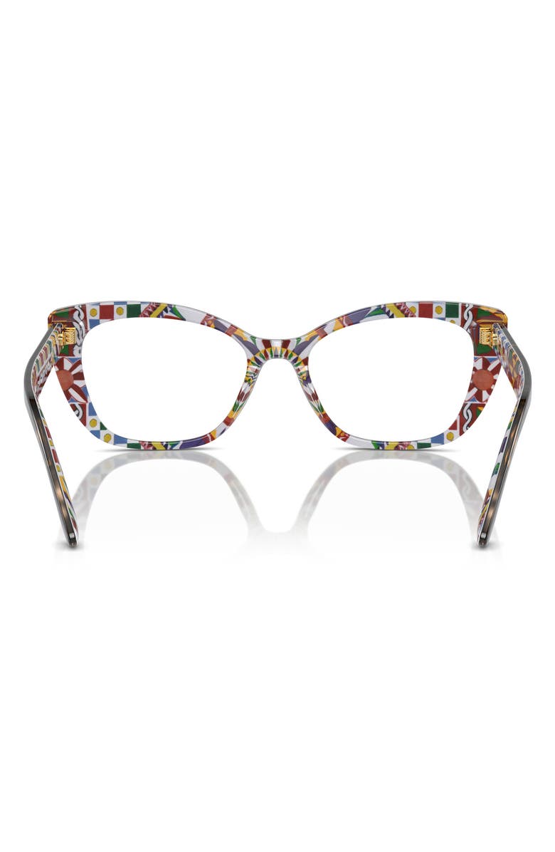 Dolce&Gabbana 54mm Cat Eye Optical Glasses, Alternate, color, White Havana