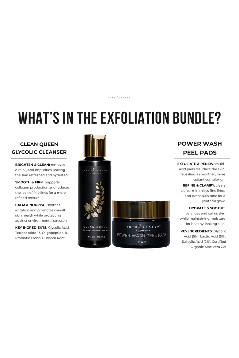 Exfoliation Bundle |Clean Queen Glycolic Wash & Power Wash Multi Acid Peel Pads, Alternate, color, None