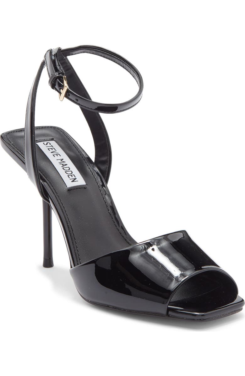 Steve Madden Leesha Patent Ankle Strap Sandal, Main, color, Black Patent