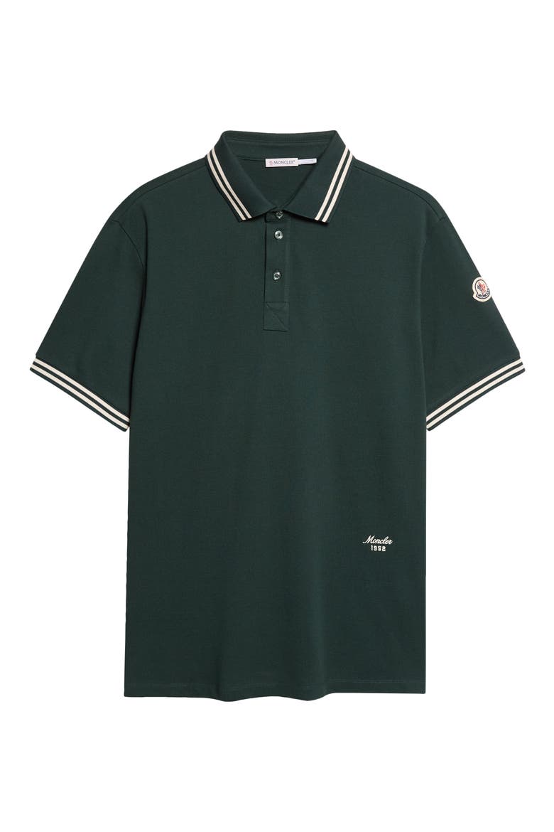 Tipped Cotton Piqué Polo, Alternate, color, PINE GROVE