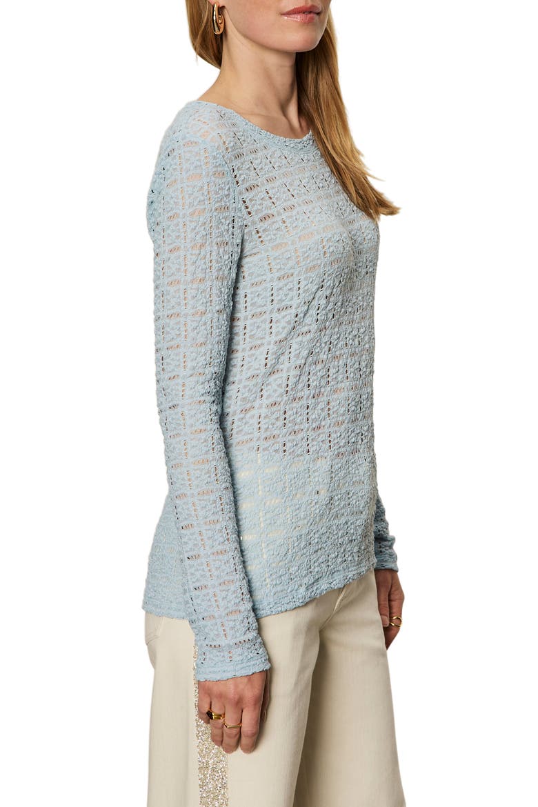 Perfect Long Sleeve Puckered Lace T-Shirt, Alternate, color, AQUAMARINE BLUE