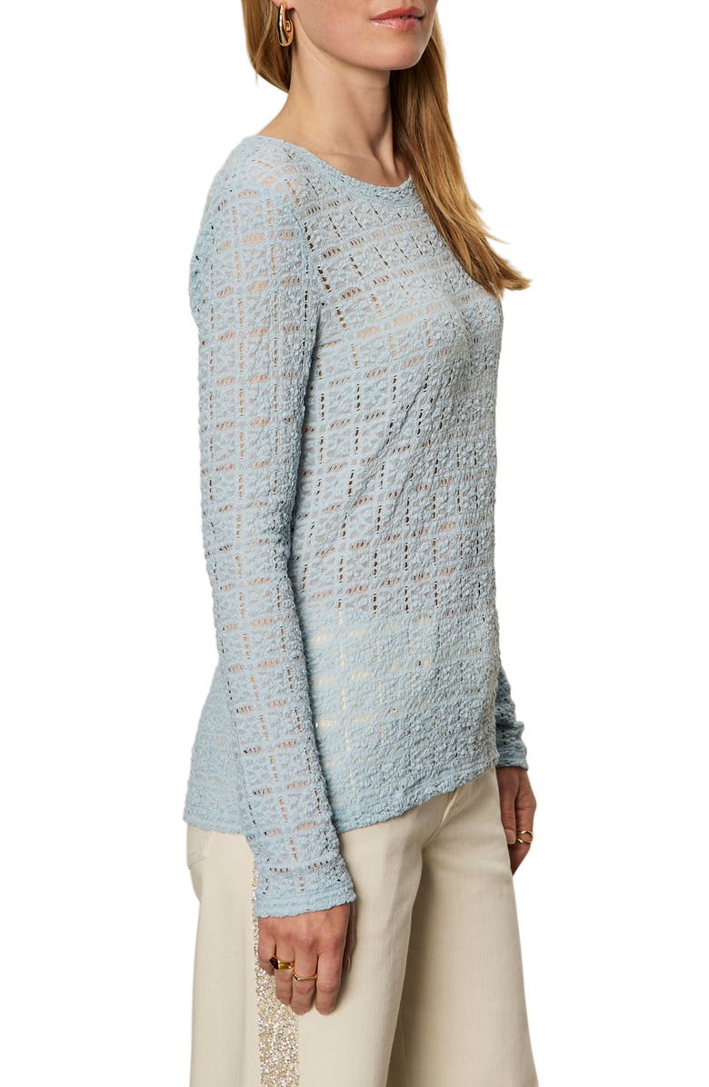 Sanctuary Perfect Long Sleeve Puckered Lace T-Shirt, Alternate, color, Aquamarine Blue