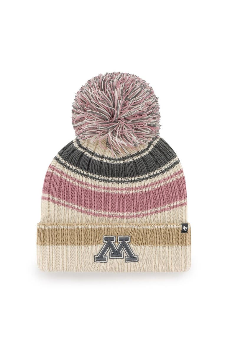 Women's '47 Cream Minnesota Golden Gophers Daphne Cuffed Knit Hat with Pom, Main, color, Cream