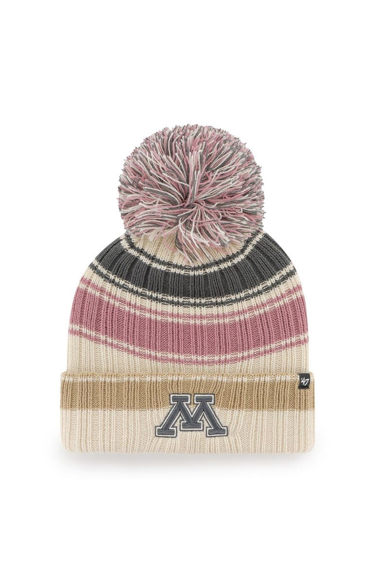 '47 Women's '47 Cream Minnesota Golden Gophers Daphne Cuffed Knit Hat with Pom, Main, color, 