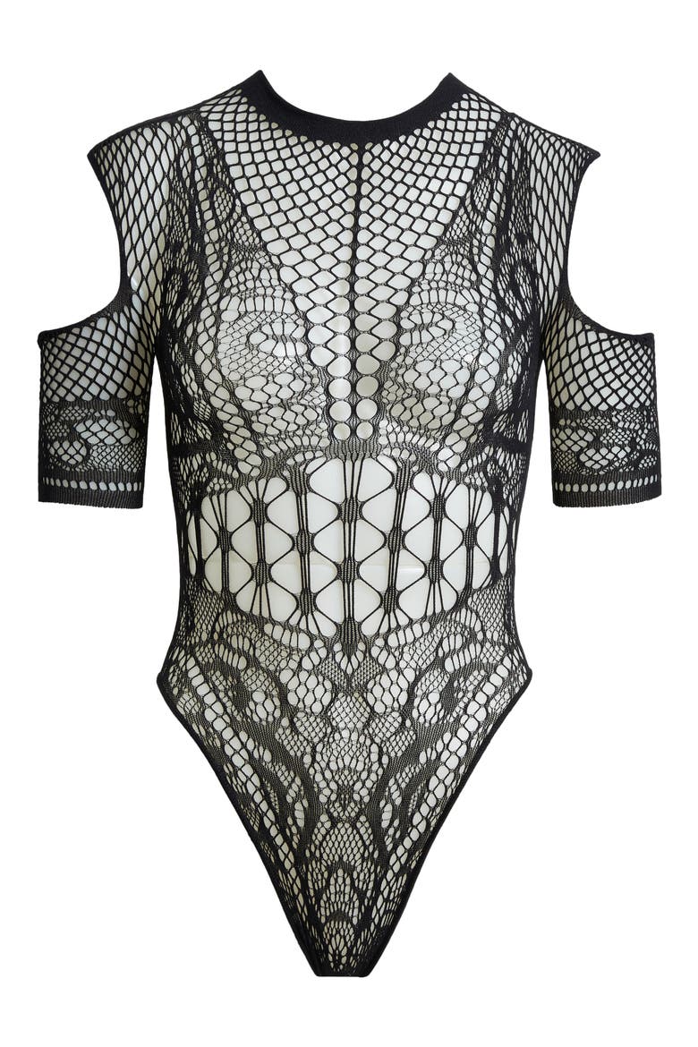Genie Fishnet Teddy, Main, color, BLACK