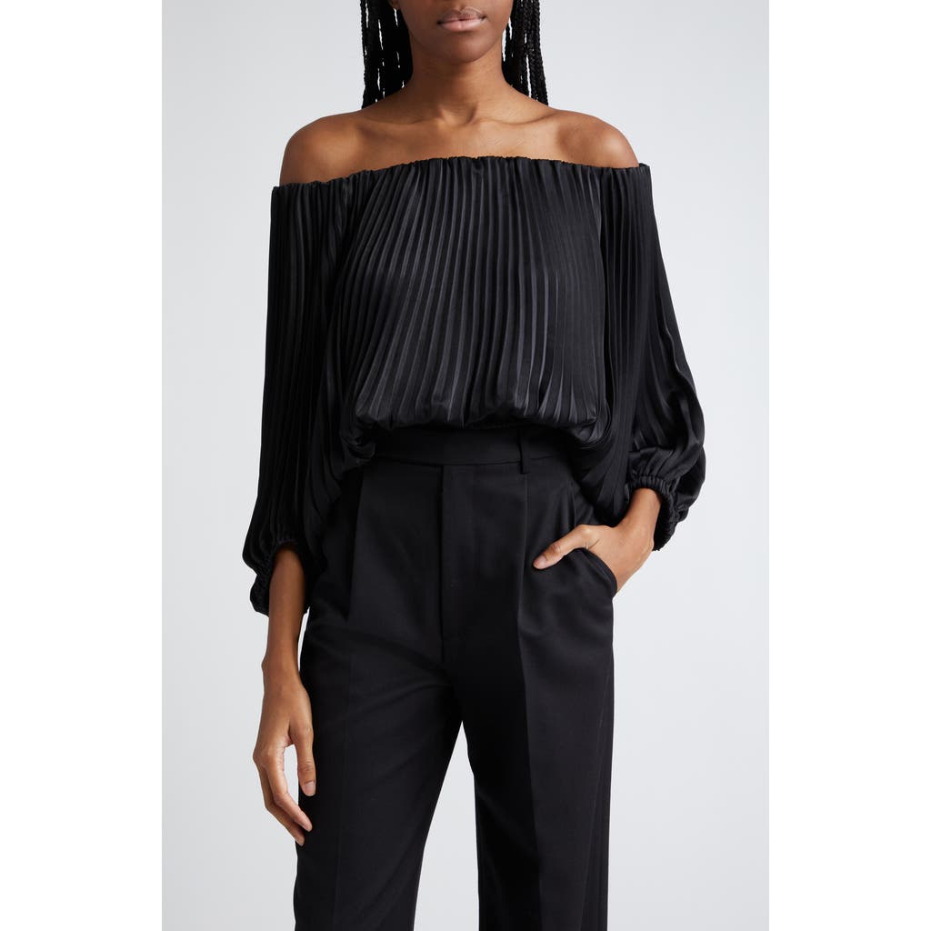 A.L.C. Sienna Plissé Off the Shoulder Top in Black at Nordstrom, Size Small
