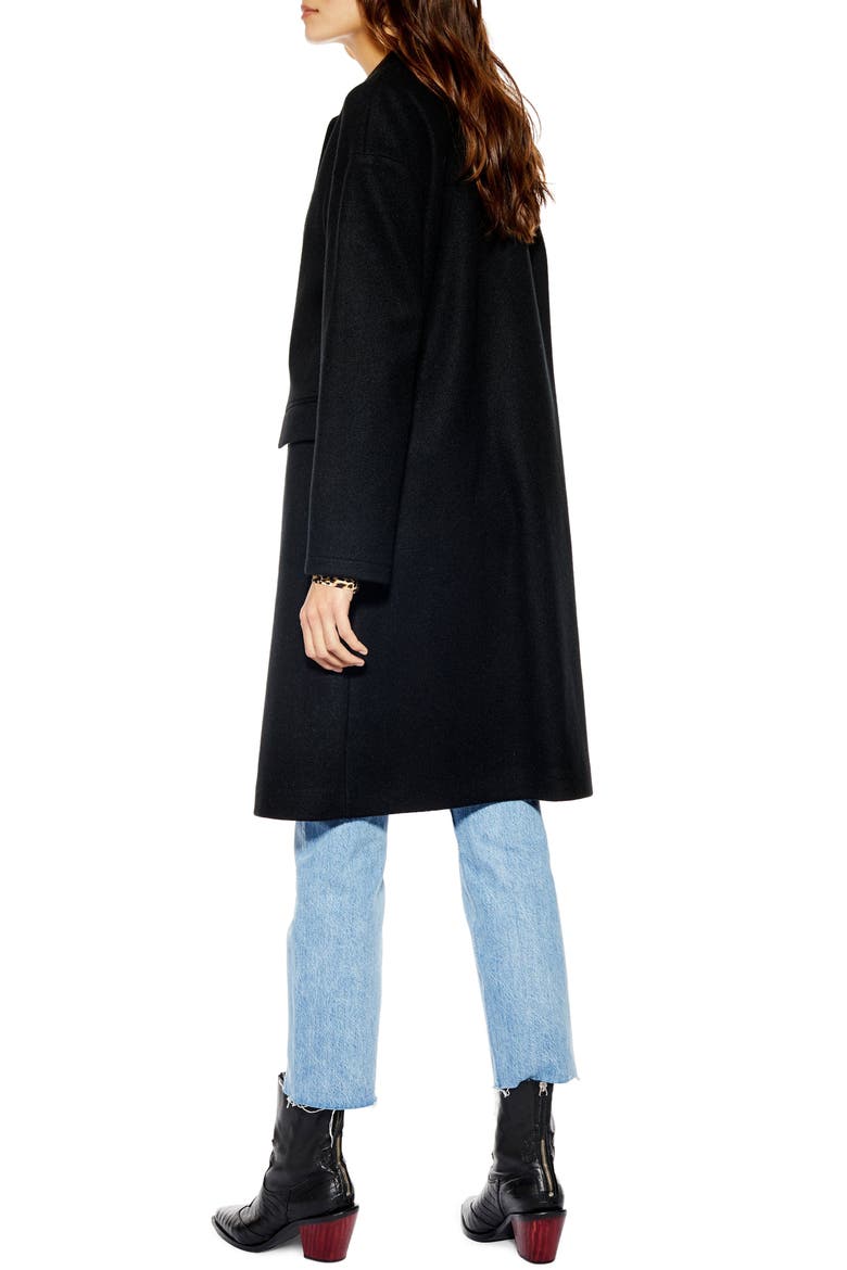 Lily Knit Back Midi Coat, Alternate, color, BLACK