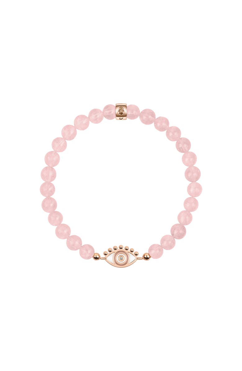 Karma and Luck Emotional Healing Rose Quartz Evil Eye Charm Bracelet, Main, color, Pastel Pink